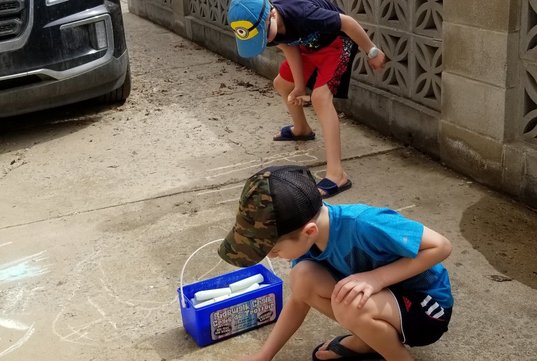 Brayden and Braxson are having fun outdoors working on their spelling #bearsoutofhibernation
