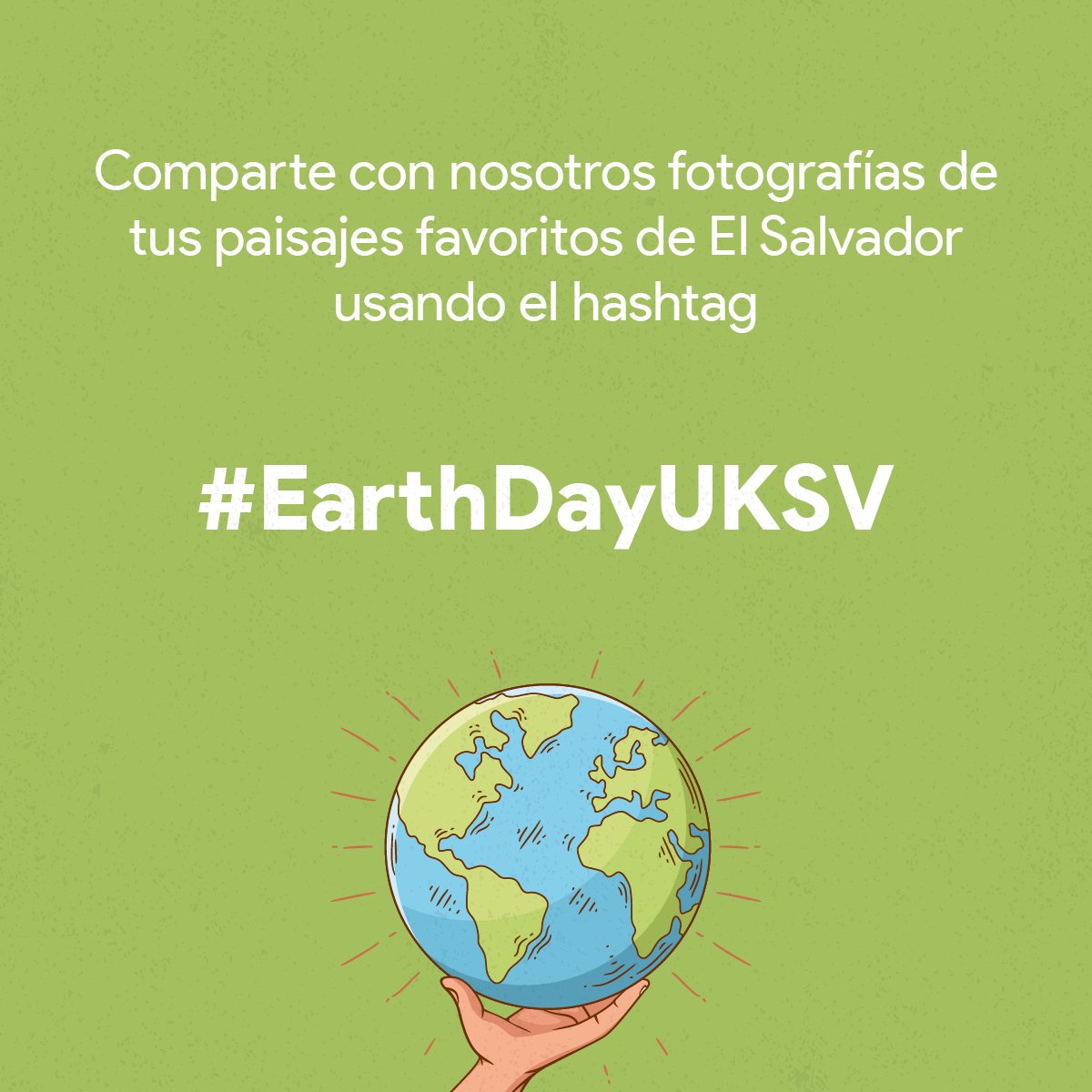 Hoy 22 de abril es el #DíaDeLaTierra, y queremos que compartas con nosotros. Con el hashtag #EarthDayUKSV, publica tus fotografías favoritas de paisajes de El Salvador, y recordemos porqué es importante cuidar el planeta. 🌎#YouAreTheChange #GreenIsGREAT