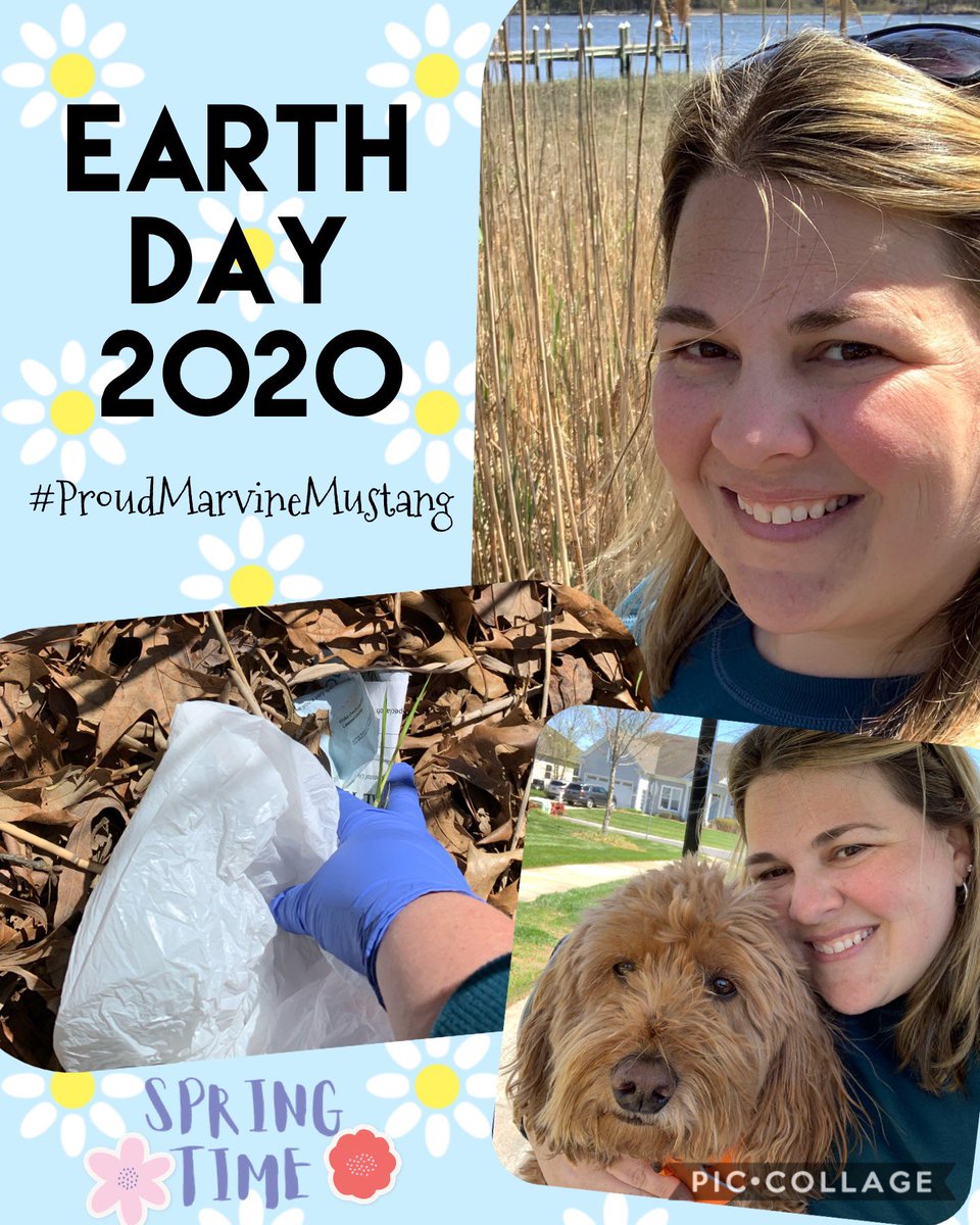 Day 3 of our Marvine Spirit Week was all about Earth Day! Today, my dog Katie and I went down to the bay to pick up trash. She wasn’t much help with the trash, but she enjoyed sniffing around and being outside. #ProudMarvineMustang #StrongerTogether #MustangWeek @MarvineBASD