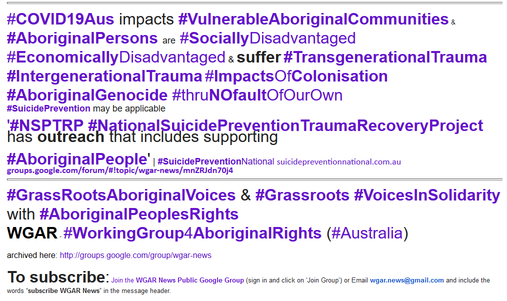 WgarNews's tweet photo. @Watershedd @3wombats @lynlinking @JonesHowdareyou @RobRobbEdwards @RachelQuayle08 @WhteRbbnAdvocat @OBallmark2 @CartwheelPrint @rationalbitch @Kosmic_Quokka @paulinehollywoo @mojonewsau @BakchosGlass @LadyPoop2 @CapesJoy @FatherBob @FaiMujer @JennyPineapple2 @anne_clothier @Michz45 @NLC_74 @L_DeWeaver @SaveAusNews @save_children @EdmJbg @KidsHelplineAU @MelissaSweetDr @vmp9 @YaThinkN @OddemocracyA @prudinx @Vic_Rollison @KleinRevd @TheMandarinAU @connectxcountry This #WGARcompilation ft #WGARGoodNewsStories on #AboriginalPeople's use of #AboriginalLanguages #AboriginalArtwork to Promote #COVID19au Safety..& #ProgramAdaptations to #HelpAboriginalChildren #ConnectToCountry | #WGARGoodNewsStory | #AltMediaMonitor: https://t.co/AbJWmBWjjE https://t.co/DsA5cjE9YR