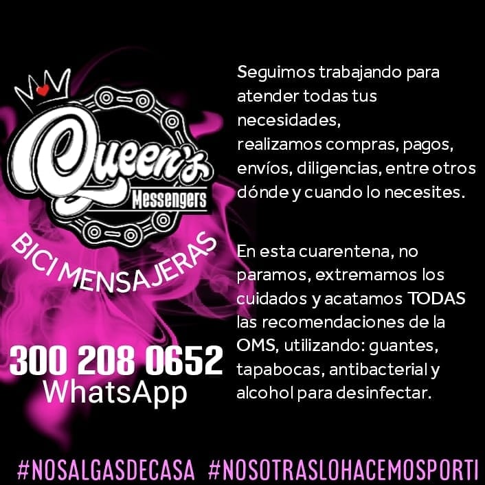 #LaRealEsa #QueensMessengers #BiciMensajería 

Siguen trabajando todos los días para suplir sus necesidades.

Lunes a Sábado 8am-6pm
Domingos 9am-5pm

#nosalgasdecasa #nosotraslohacemosporti