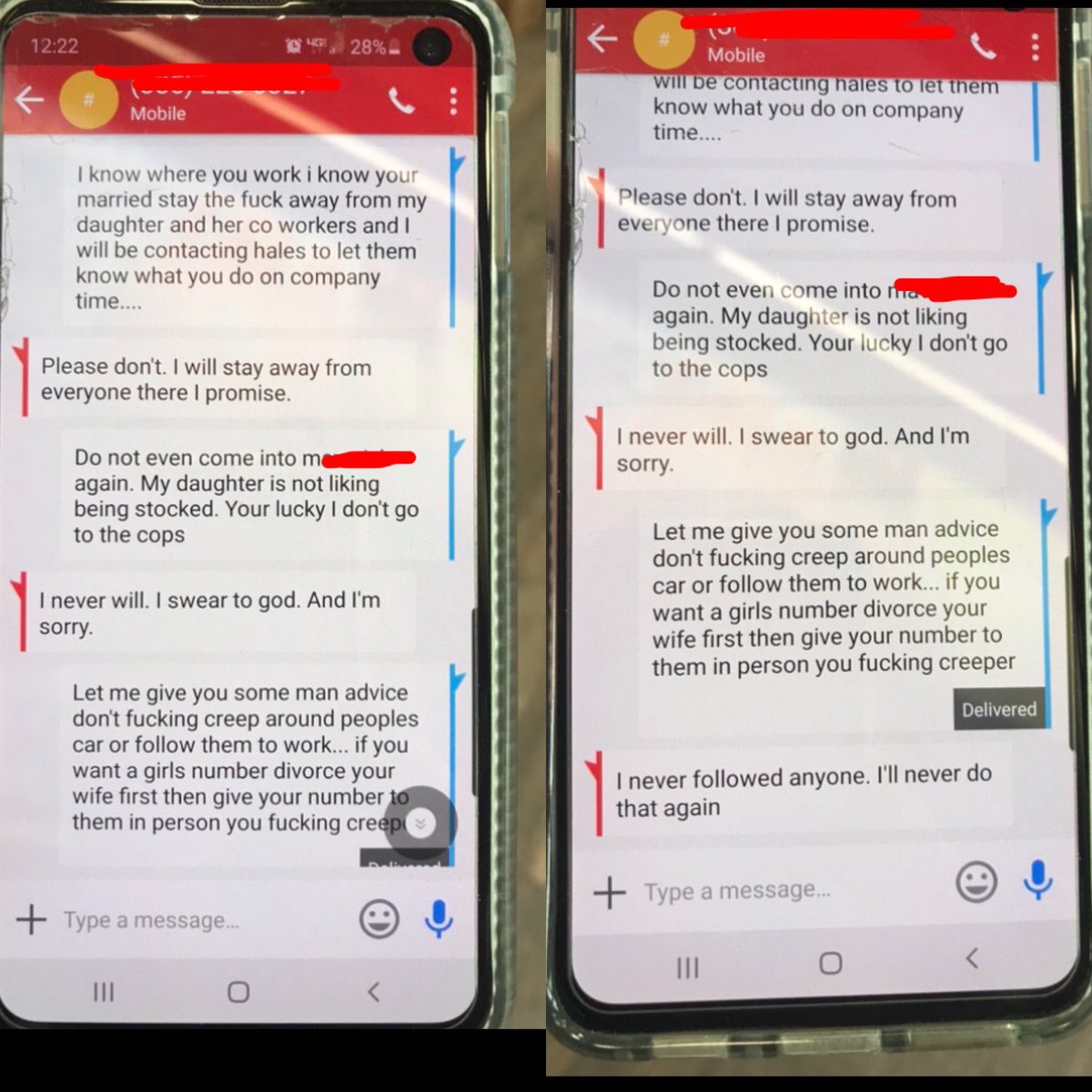 kelseyboo__'s tweet image. So I get creepers a lot where I work.But this one just wouldn’t stop. He left notes on my car multiple times, would be waiting for me when I got to work and no one could/would do anything. Because he hadn’t threatened me. Well my dad found out today and got it taken care of😂🤪