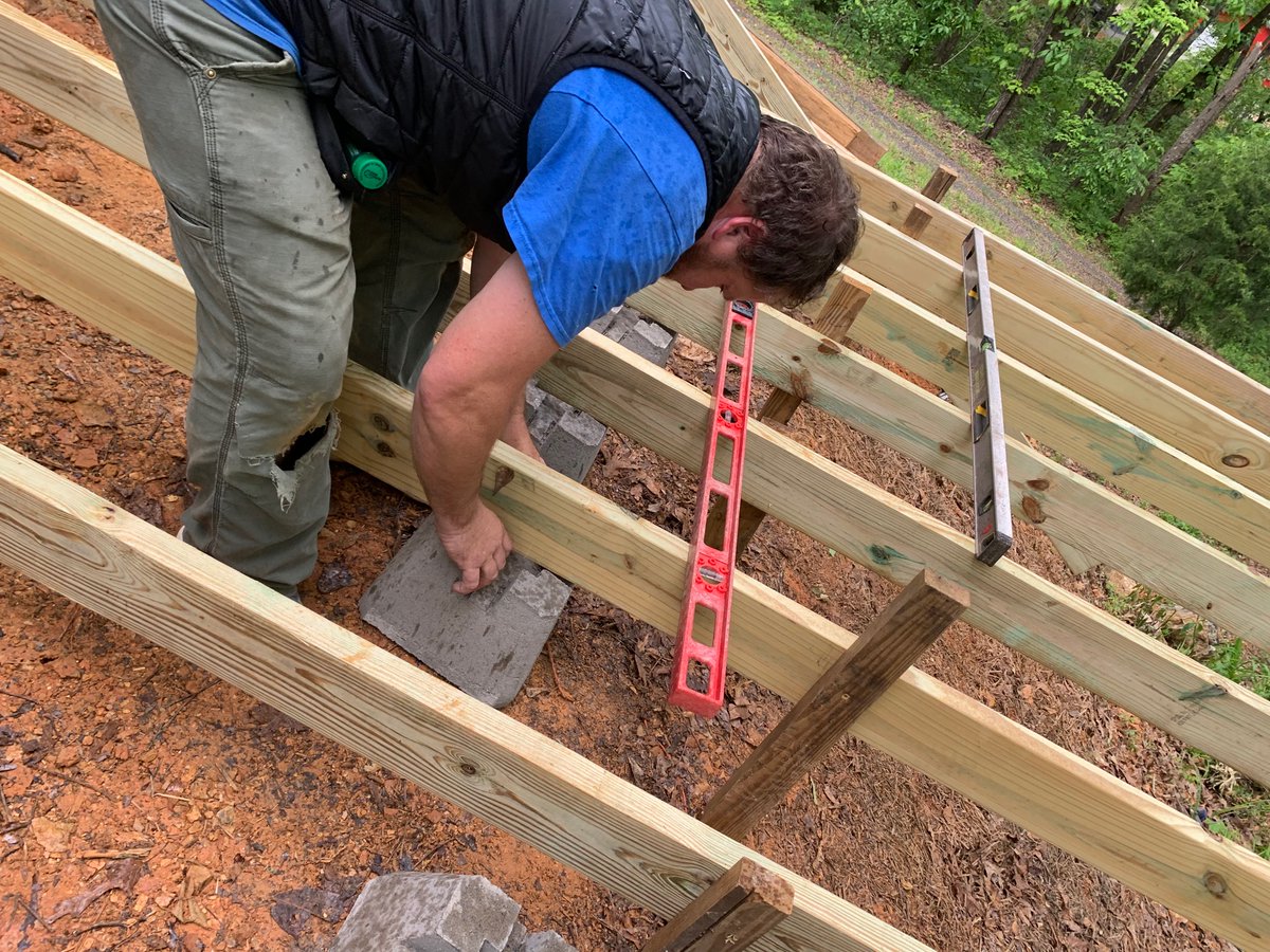 hirpub's tweet photo. Deck framing today with @yellawood treated lumber. #groundcontact #decks #treatedlumber #deckbuilding #decklife #outdoorliving #builder #gobuild #construction #homeimprovement #homeimprovements https://t.co/hs4ro6Hp58