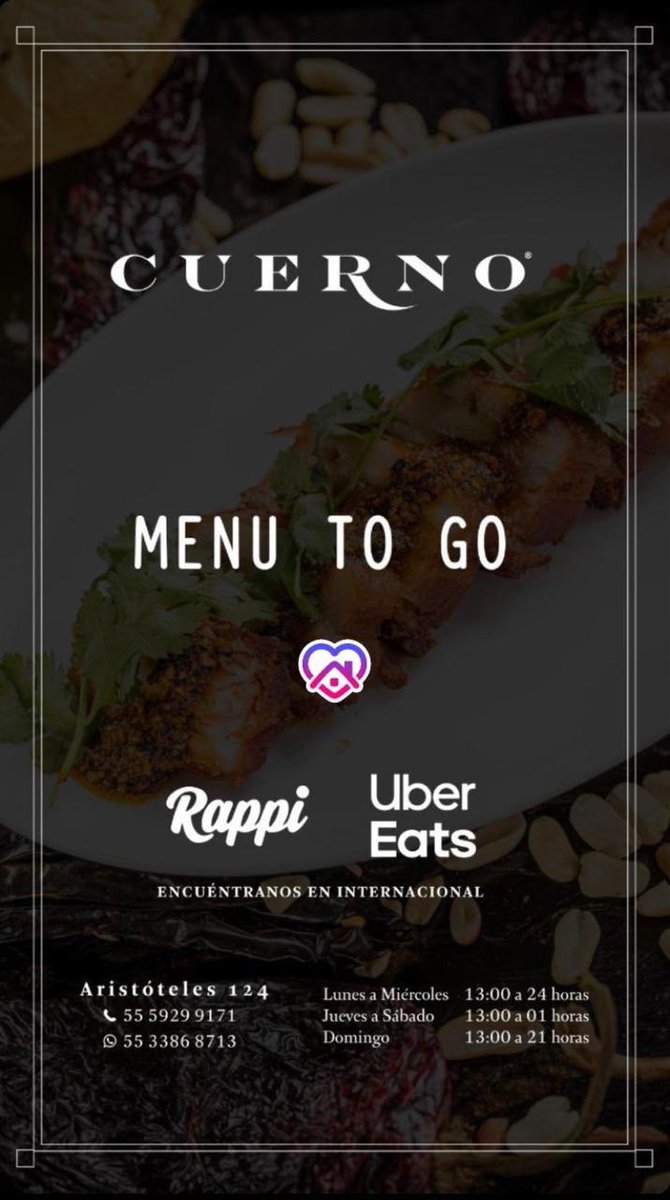 meraakmagazine's tweet photo. ¡Hey!, pide a través de Meraak Magazine durante las siguientes semanas y el postre va por nuestra cuenta. 🧁🍰✨
Restaurante de hoy: @cuernocdmx 👏🏻✨🍛🍣 #QuedateEnCasa #meraakmagazine #cuernomasaryk https://t.co/xXKYGPJ8vL