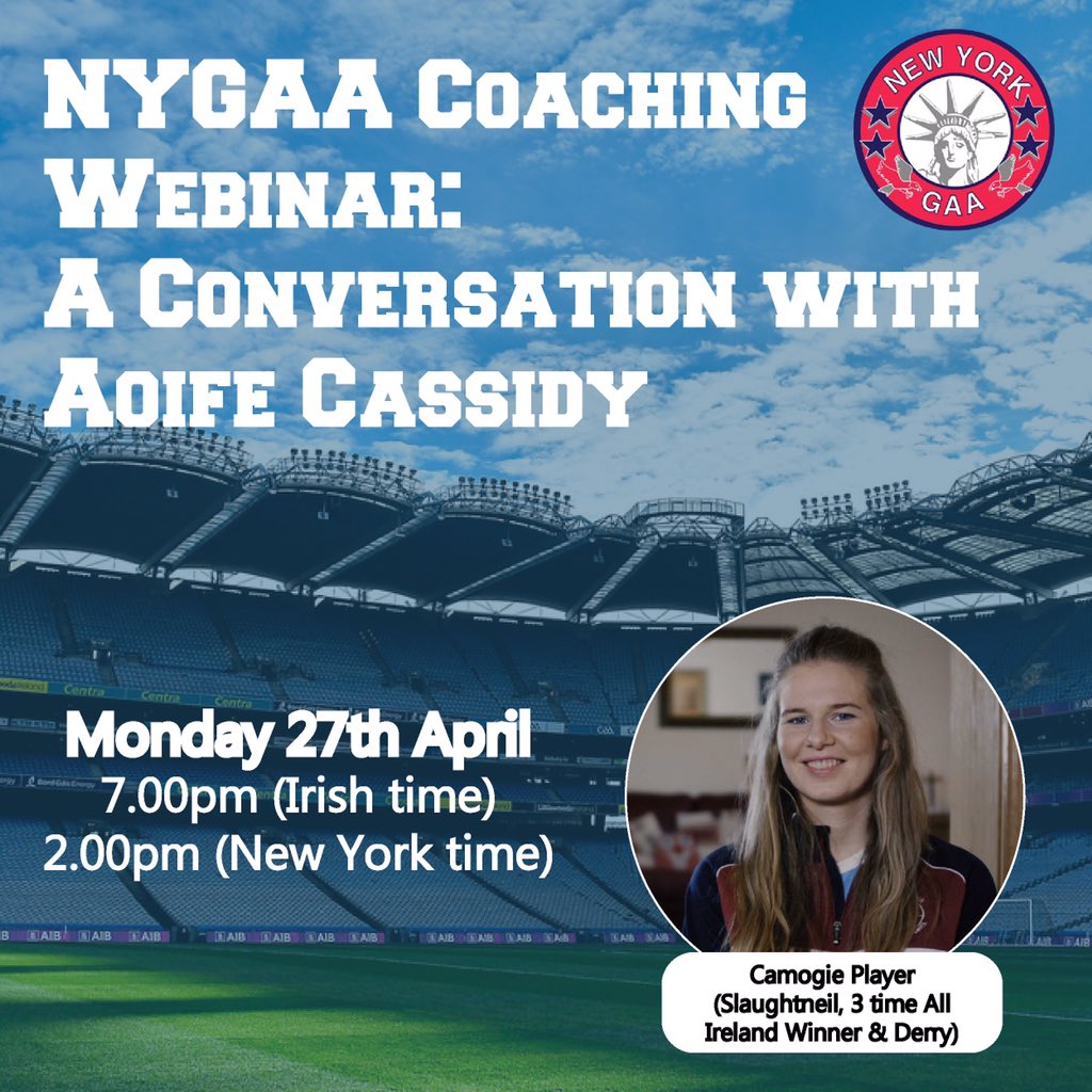 gaanewyork_'s tweet photo. New York GAA Webinar Series: A Conversation with Aoife Cassidy (Slaughtneil and Derry GAA). Monday 27th April. 7.00pm (Irish time)/ 2.00pm (New York time).

To register for the session, or submit a question please COMPLETE THE LINK BELOW

https://t.co/X28ewykIj3

#gaa #newyorkgaa https://t.co/JtUQopmTEI