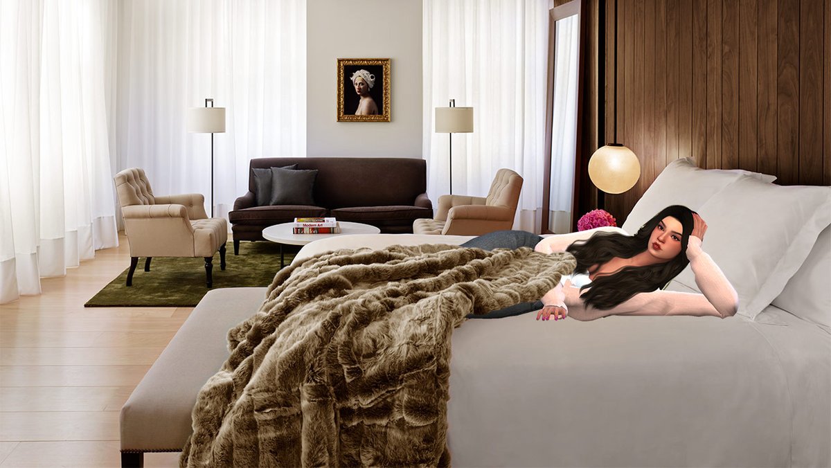 ShibaSimmer's tweet photo. Miss Thailand relaxes in her hotel bed @TS4MissUniverse  #TS4MUS6CH03 https://t.co/J0HPZ9VPxe