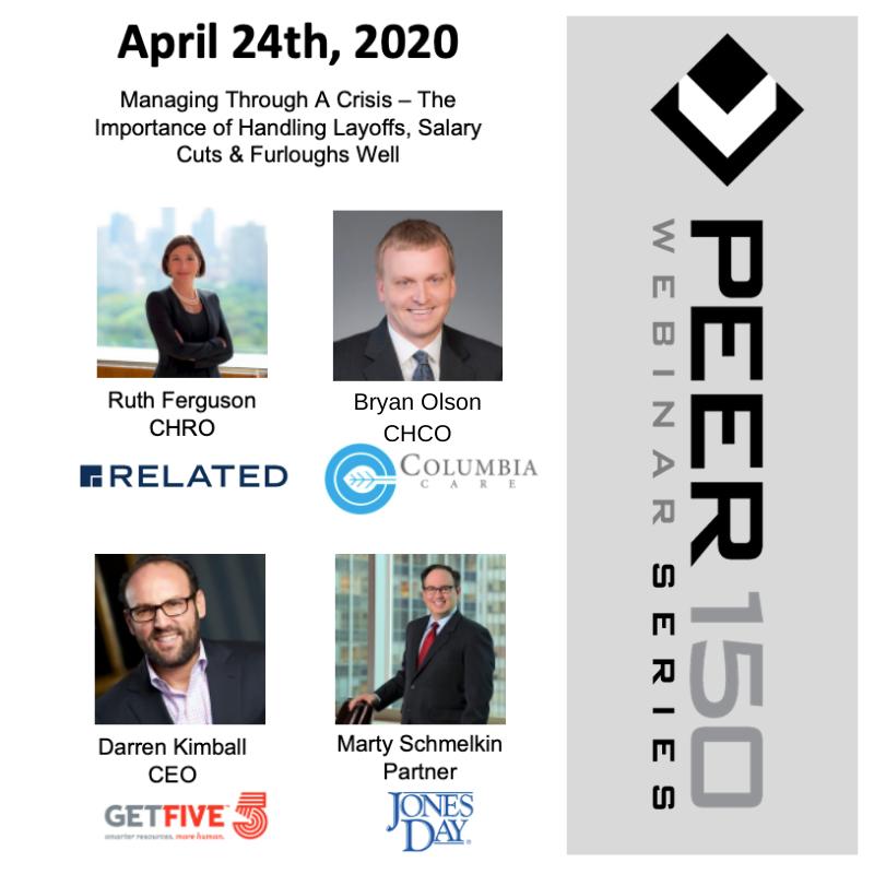Looking forward to the next <a href="/ThePeer150/">Peer 150</a>  Webinar Series! 

Friday, April 24th | 12:00pm-1:00pm EST
Managing Through a Crisis: The Importance of Handling Layoffs, Salary Cuts &amp; Furloughs Well - 

4/24 at 12:00pm EST

lnkd.in/gsxceif