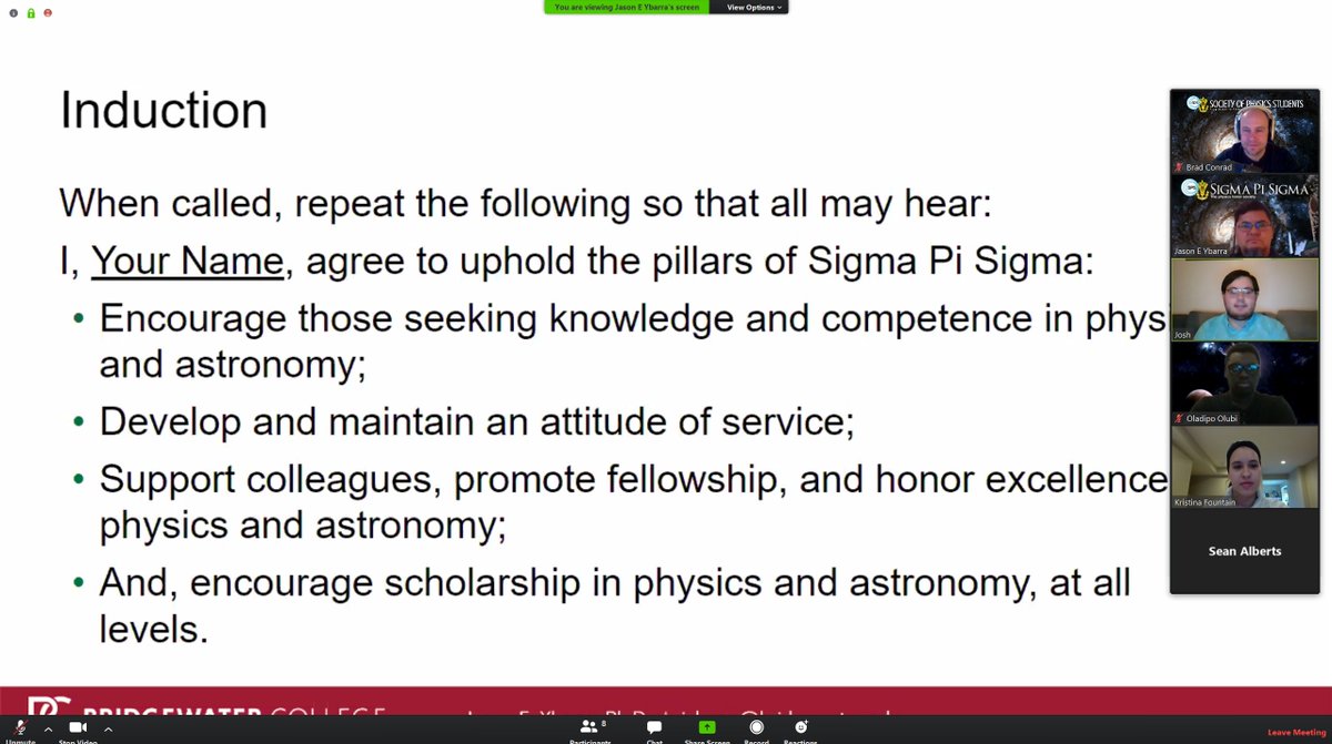 SPSNational's tweet image. Go virtual induction ceremony #sigmapisigma @bridgewaternews and @drjasonybarra