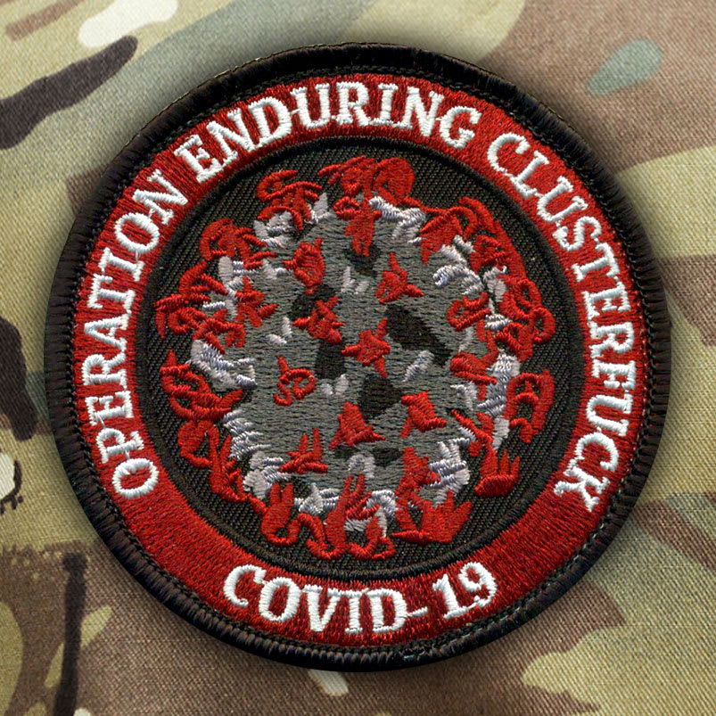 DYNAMITEDORK's tweet photo. I want this! 💥
Operation Enduring Clusterfuck Covid-19 Embroidered Patch 

#embroideredpatch #covid #CoronavirusPandemic #madness #WallpaperWednesday https://t.co/JEiQ63f2XQ