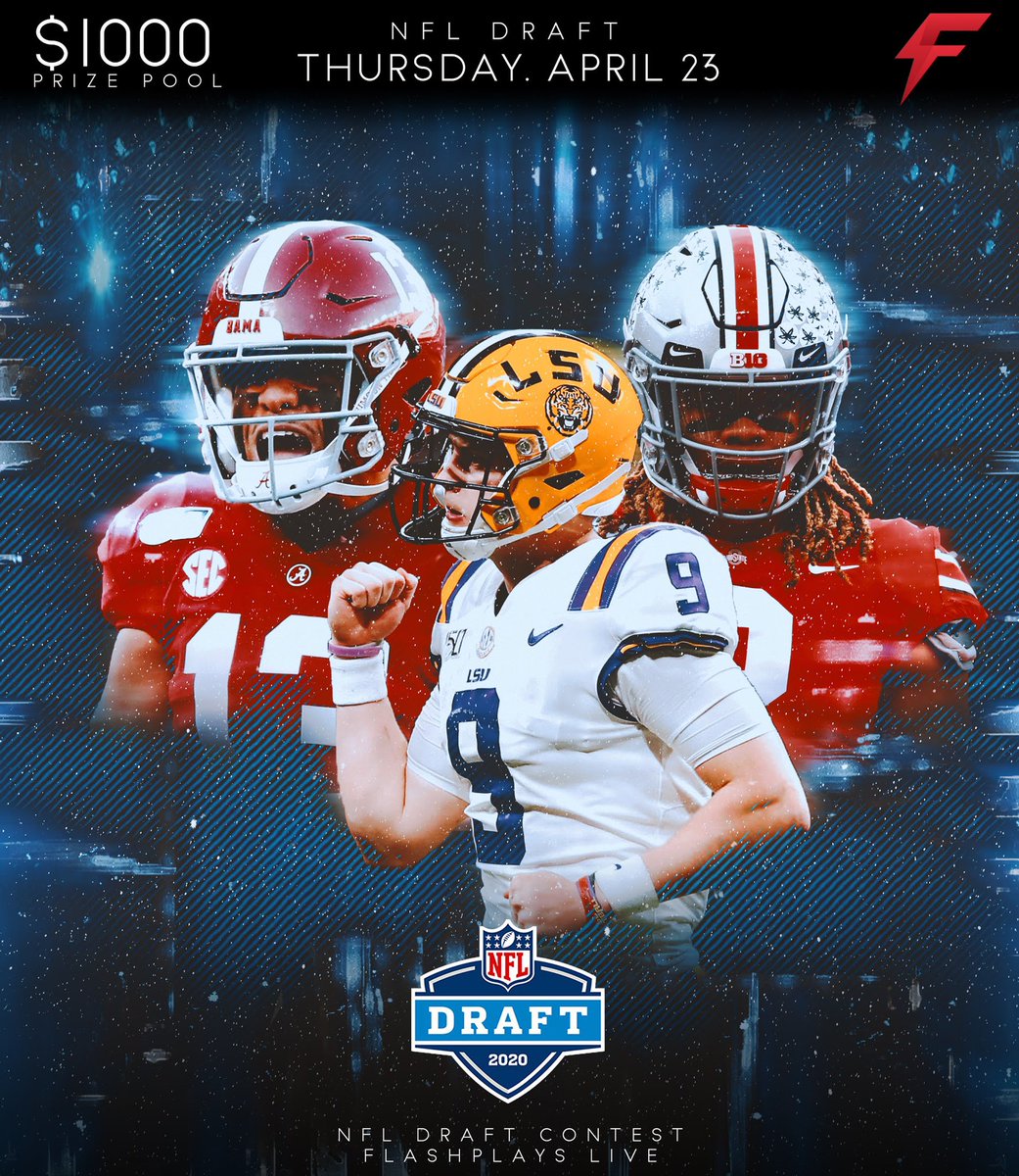 FlashPlaysLive's tweet photo. ⚡️NFL Draft Contest⚡️ Play FLASHPLAYS and answer questions during the Draft tomorrow night for a shot at $1000! Are you ready to see who your team picks? #FlashPlays #nfl #draft https://t.co/alLwlE1OXr
