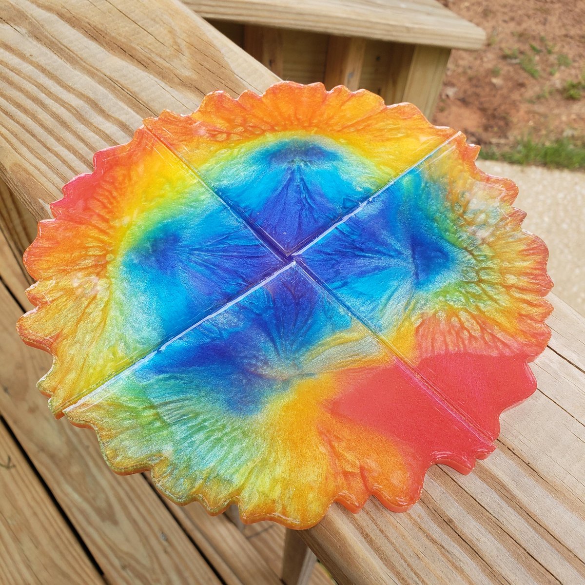 CustoMcCullough's tweet photo. Just posted a brand new item on my Etsy store! https://t.co/86brSdJavT One of the most beautiful Resin Coasters I've made so far! #Resin #CounterCultureDIY #Rainbow #Etsy #EtsyShop https://t.co/WeZZejF8Gd
