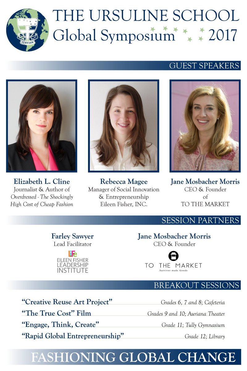 KoalasGoGlobal's tweet photo. Jane Mosbacher Morris, CEO and Founder of the non-profit organization,@LetsgoTTM , was a Keynote Speaker at Ursuline's 2017 Global Symposium focused on the important global issue of ethical fashion. https://t.co/1H9655CgFt