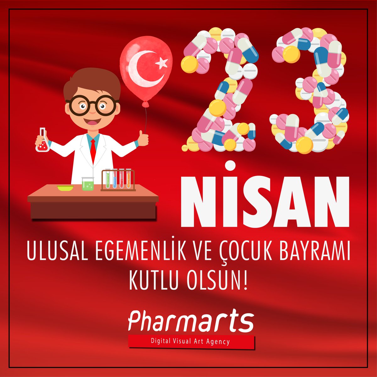 Bugün #EvdeKal, yarın için. Bugün alkış tuttuğun sağlıkçı, yarın sensin. Bayramın kutlu olsun çocuk, sen, geleceksin. #23NisanKutluOlsun #23nisanulusalegemenlikveçocukbayramı #pharmarts 👦🏻🇹🇷👧🏻
