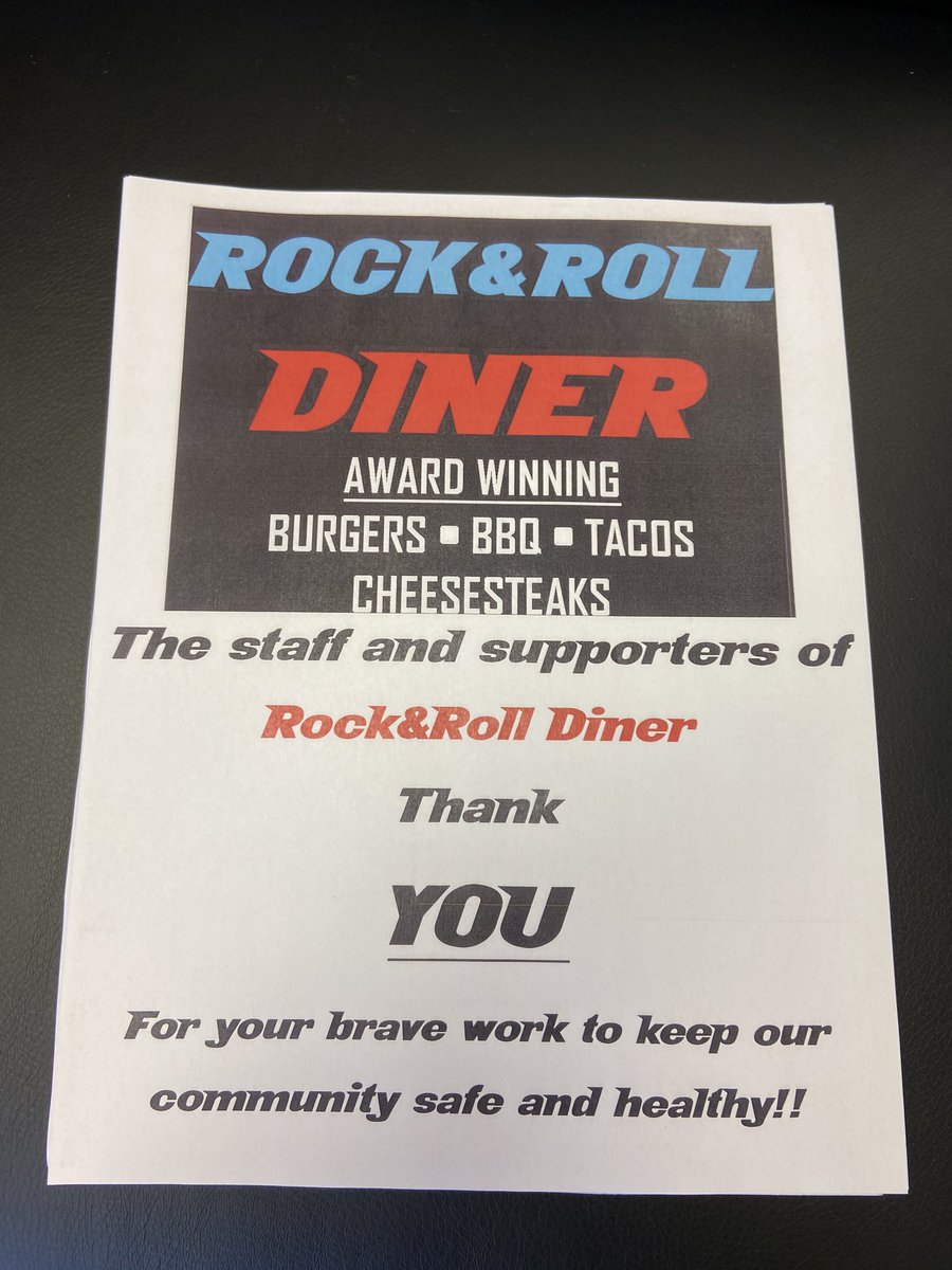leigh_frazier2's tweet photo. A big thanks to Rock &amp; Roll Diner for donating dinner to our night shift at LewisGale Behavioral Health!   We appreciate your support and the delicious food! ⁦@RockanRollDiner⁩ ⁦@LewisGaleMed⁩ https://t.co/iggSsPehm3