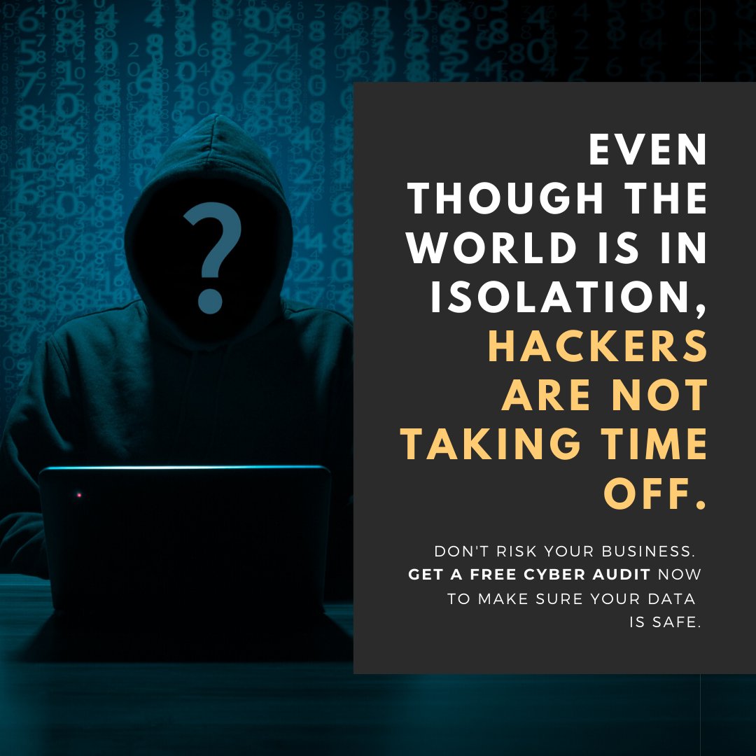 ⚠️ Even though most businesses are closed due to COVID-19, hackers AREN’T taking time off! Most hackers know that many business owners will try to reduce IT security in an attempt to “reduce costs” leaving them open and vulnerable to an attack. #cybersecurity #security