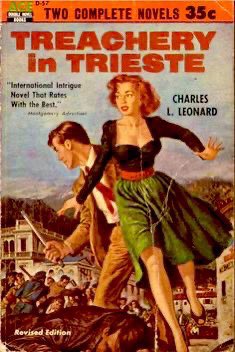 🛵♟💥🔫👄
SECRET AGENT WOMAN

This post-WW2 #espionage thriller is by Charles L. Leonard—aka Mary Heberden!

1954 paperback cover #illustration &amp; original #artwork:
Rafael DeSoto!