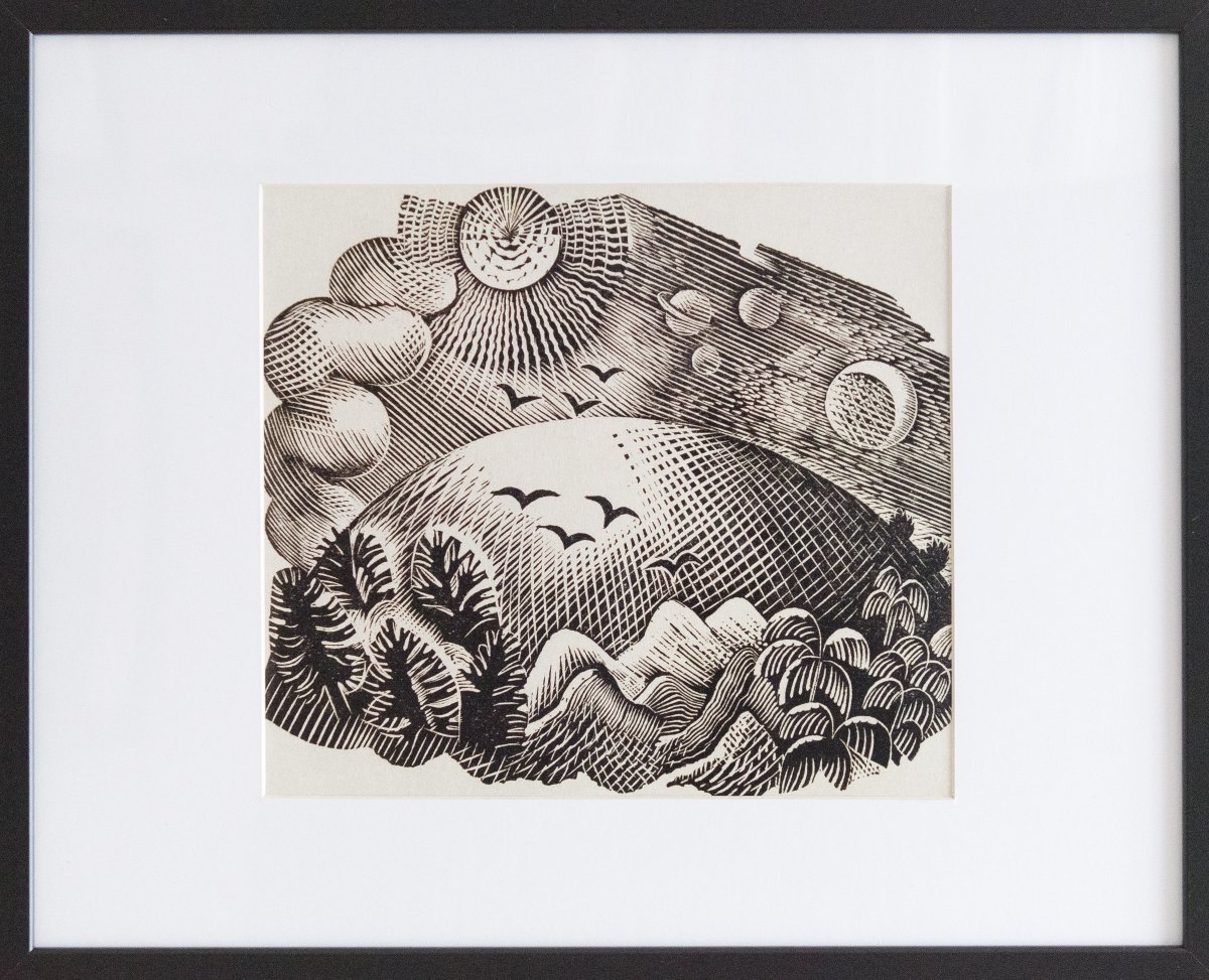 galleryabove's tweet photo. A Sun-Worshipper #EricRavilious #woodcut #print, apposite for today in celebration of the 50th anniversary of #EarthDay2020 #EarthDay available framed #martinarmstrong #bookillustration #galleryabove #linton #cambridge #cambridgeshire #artgallery #fineart #illustration #artprint https://t.co/pFhTjPwYu8