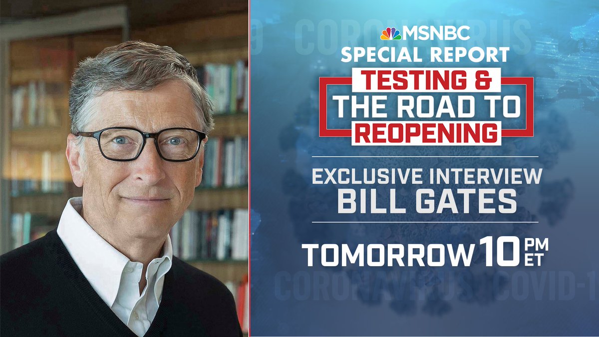 The  @MSNBC primetime special will feature an exclusive interview with  @NBCNews’ TODAY co-anchor  @SavannahGuthrie and philanthropist  @BillGates.