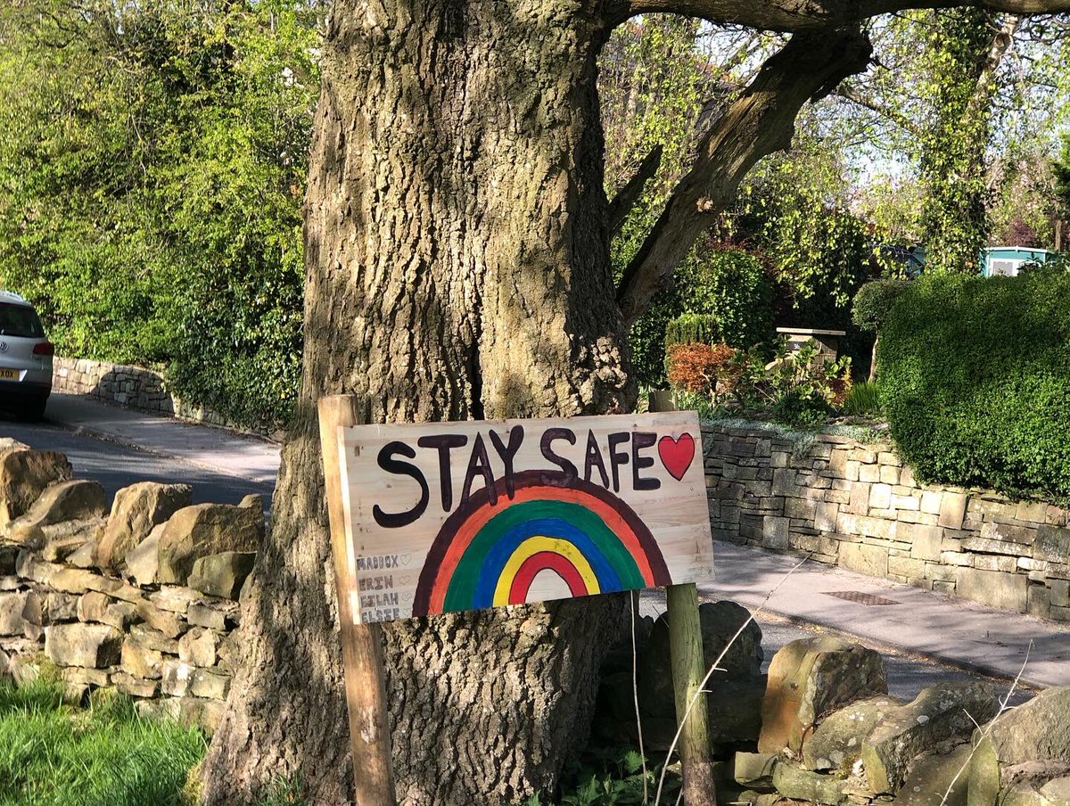 triplehalliwell's tweet photo. The girls and Maddox wanted to make a sign to make people smile 😊 Plus it kept them busy for the afternoon 😂 #Staysafe #stayhome #ThanksNHS #homeschooling #triplets #ribblevalley #COVIDー19 #coronovarius #twins #love #family #COVID19 https://t.co/wcyXC0Mcnt