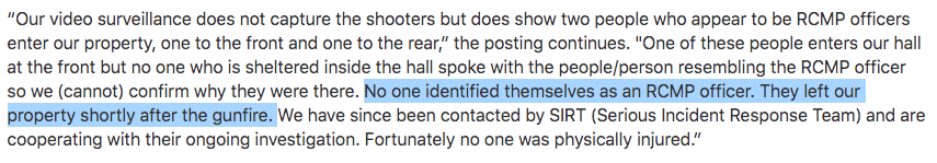 To be clear, these people showed up, started shooting and nobody knew whether or not they were actually real cops!