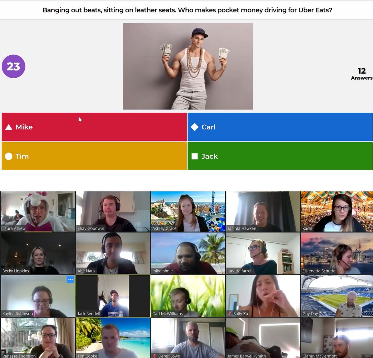 PotentiaNZ's tweet photo. With no sign of our weekly cheese club being able to restart soon, we had to improvise. The result…our first e-cheese club and our most difficult quiz to date: “How well do you know your colleagues?” The winner? Elle Schutte…she’d clearly done her homework on us! #UpForTheFight https://t.co/Vg7SO691Tc