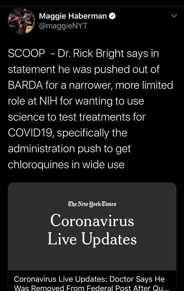 9) More HCQ drama today: Raoult dismisses a critic as a 'witchhunter' putting out 'fake news', and Trump admin pushes out a top scientist for focusing on other therapies. I thought this miracle cure obsession was over; all this is bonkers!