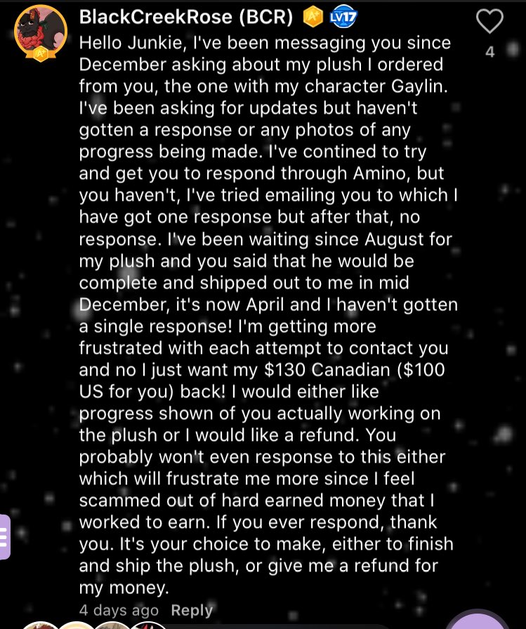 ghostlyscam's tweet photo. Just discovered many more people are waiting for their plush on Warriors amino! Her account there is warrior junkie https://t.co/WI9prQKU2L #ghostlyscam #artistbeware #plushie https://t.co/MXCqaOAGPb