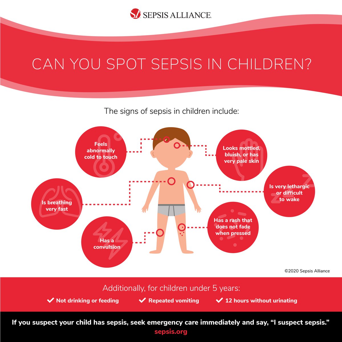 Early recognition and treatment of #sepsis can increase a child’s chances of survival and improve their recovery. Do you know how to spot the signs? Learn more at PediatricSepsisWeek.org. #PediatricSepsisWeek #SepsisAwareness