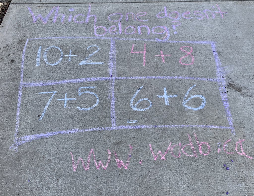 StacyConnolly78's tweet photo. Today we added some sidewalk math for our neighbours to play with! #mathwalks #rvsed #rvsnumeracy https://t.co/REkKW0Kvvi