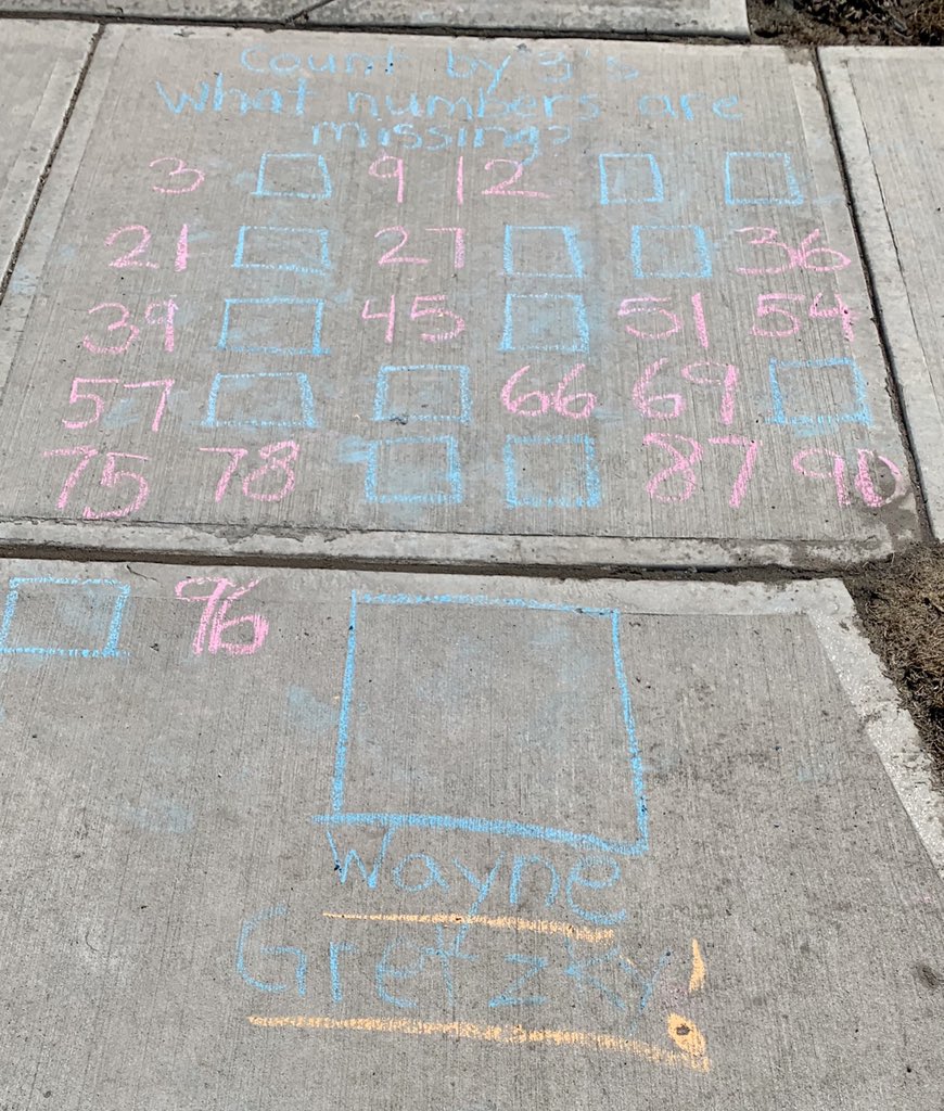 StacyConnolly78's tweet photo. Today we added some sidewalk math for our neighbours to play with! #mathwalks #rvsed #rvsnumeracy https://t.co/REkKW0Kvvi