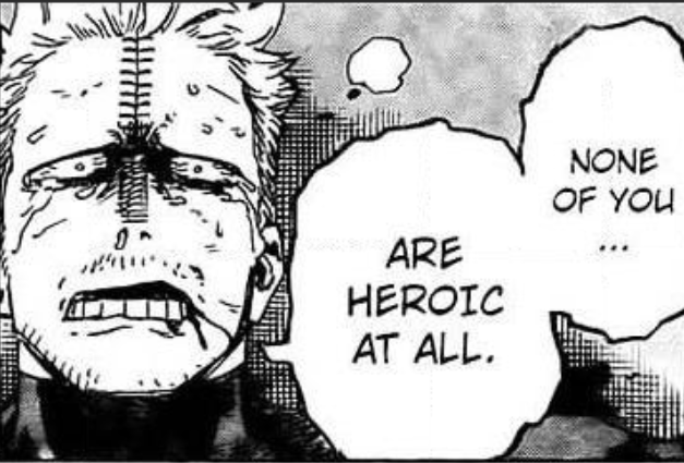 So in both MHA & Gojira, humanity/human nature is the Big Bad. doesn't matter what people call themselves, heroes or villains, they're KILLING each other & destroying everything. And Horikoshi shows that line blurring more and more anyway (Endeavor, Hawks, Twice...)