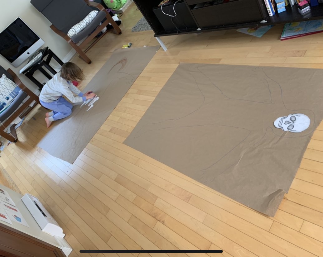 MmeHopeAlpha's tweet photo. When your mom is a Science teacher, you spend two weeks of pandemic lockdown making life-sized body models for fun. #futurebodyscientists #slightlycreepy #oklotscreepy https://t.co/gJW8vYIDrC