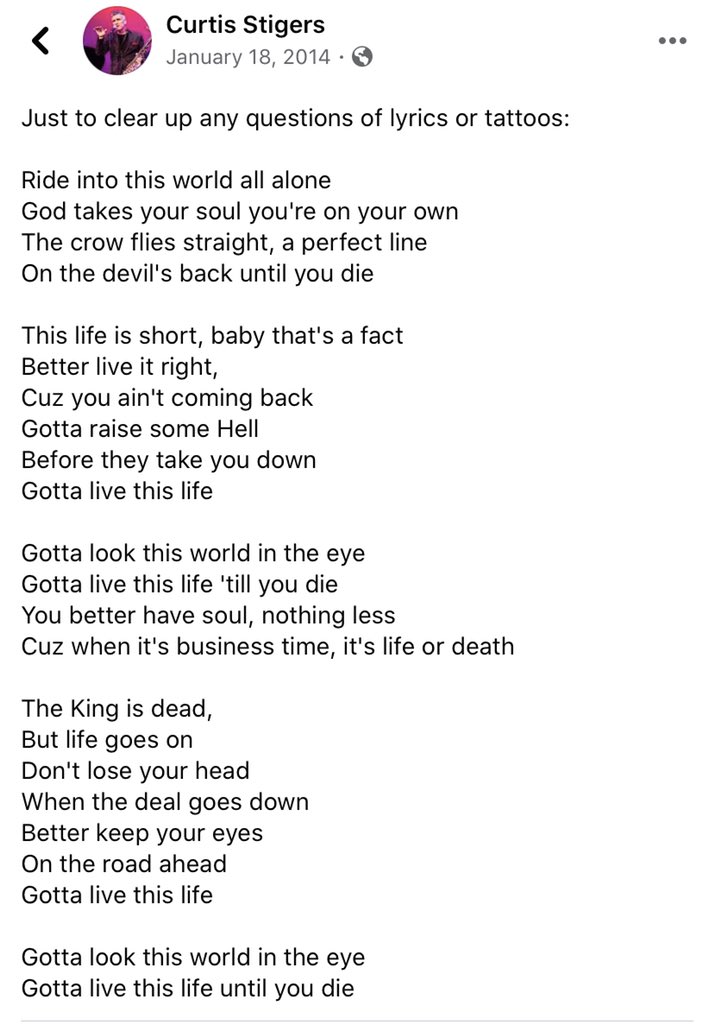 sutterphiles's tweet photo. Hey @sutterink, 
We love you and all the answers you’ve been providing for #SonsOfAnarchy fans the last few weeks. The most constant disagreement I see is over the theme. We got this from @curtisstigers years ago. Can you confirm it’s “Ride into this world” and end the confusion? https://t.co/lpSRcIPJDT