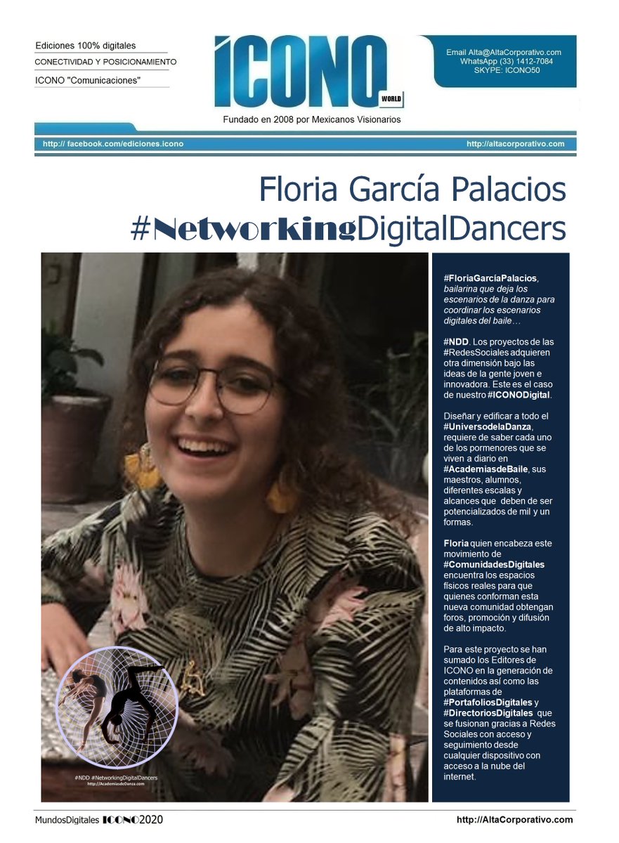 DancerDigital's tweet photo. Floria García Palacios #FloriaDANCERS Soy la coordinadora del proyecto #NetworkingDIGITALDancers, encuentro los espacios físicos reales para que quienes conforman esta nueva comunidad obtengan foros, promoción y difusión.
#NDD https://t.co/2Q3PnfNEZx