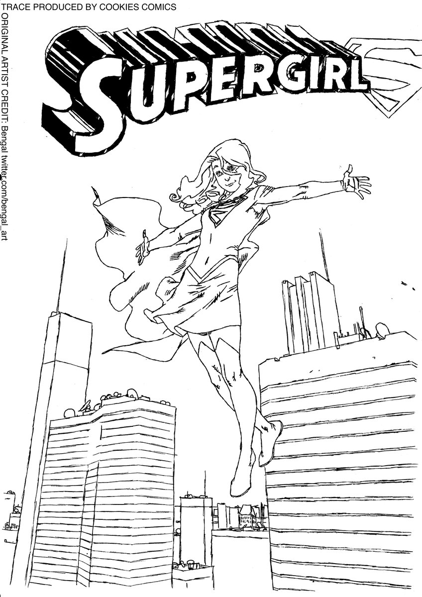 Trace of Supergirl (Kara Danvers/Kara Zor-El)From the Variant Cover of Supergirl (2016) #1Original Artist Credit: Bengal  @bengal_artPrint and colour in for free from link  http://fav.me/ddvf9xd SHOW ME YOU COLOURS!!!