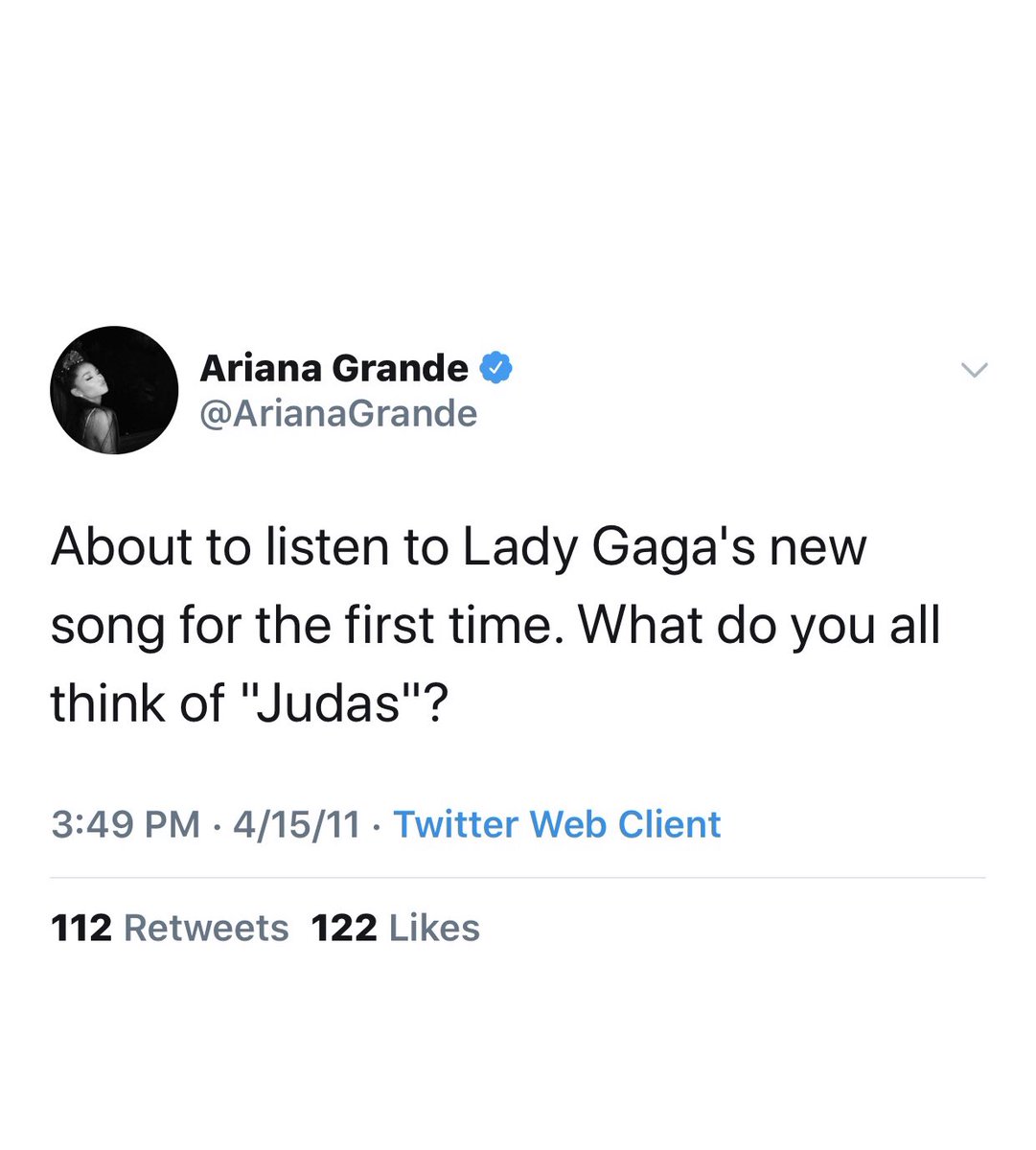 She took to Twitter right before listening to “Judas” for the first time as well