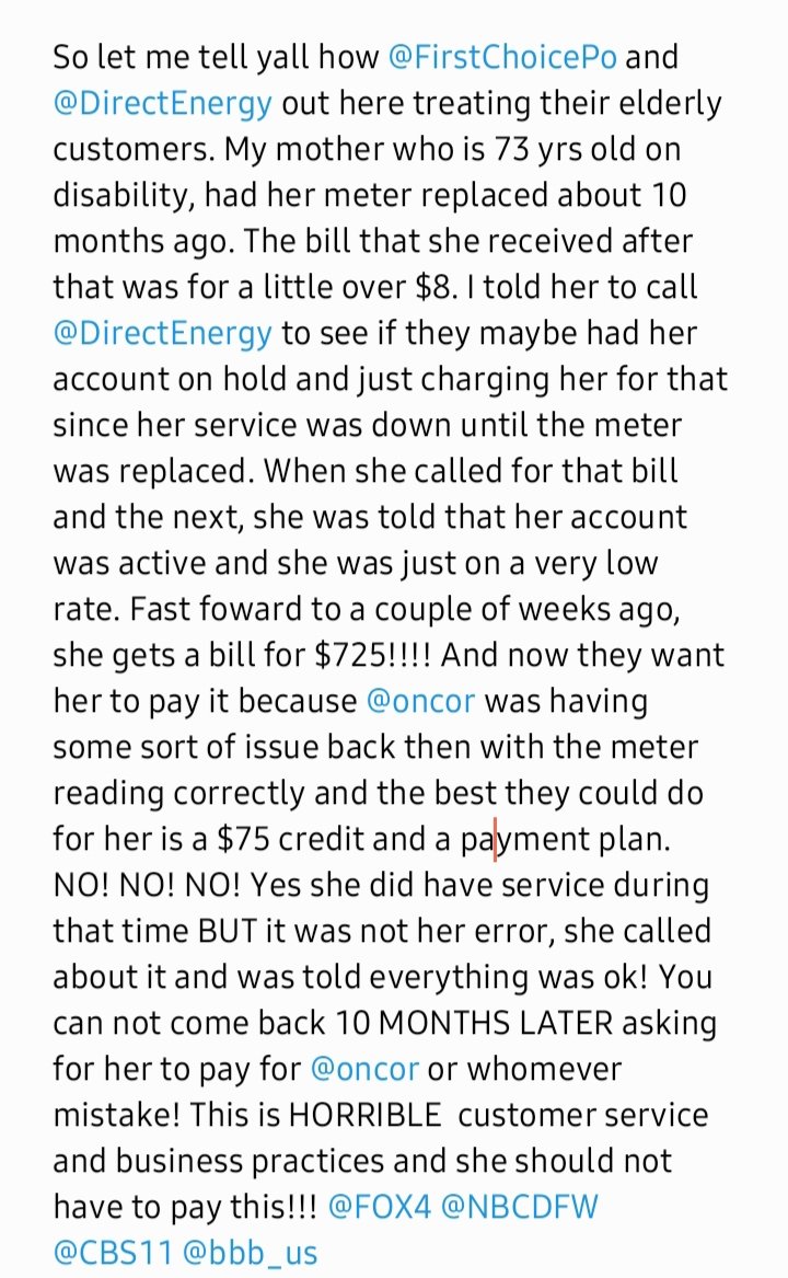ebreezy81's tweet photo. @firstchoicepwr @DirectEnergy @oncor @FOX4 @shaunrabbfox4 @nbcdfw @BBB @CBS11 @kasinobrown https://t.co/3QSTFRcRFv