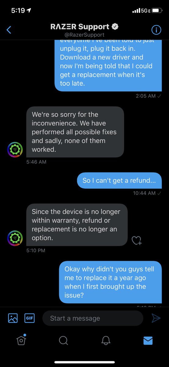 ItsXzon's tweet image. So I just got told by @RazerSupport @Razer that my Razer Kiyo can&apos;t be replaced because the warranty expired a year ago, but I had the same problem with it a year ago and they never told me I could replace it lmao... What a joke