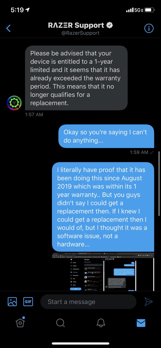 ItsXzon's tweet image. So I just got told by @RazerSupport @Razer that my Razer Kiyo can&apos;t be replaced because the warranty expired a year ago, but I had the same problem with it a year ago and they never told me I could replace it lmao... What a joke