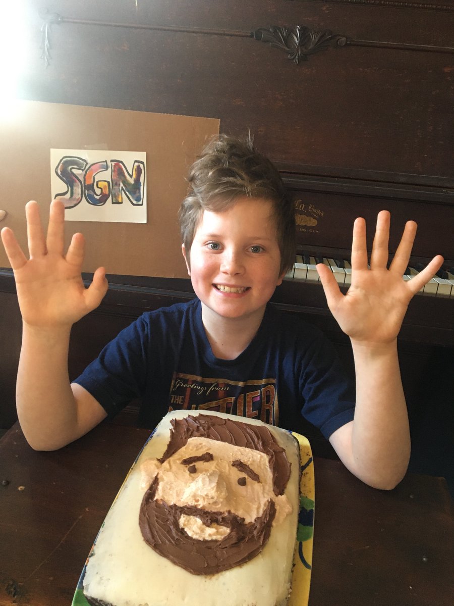 MonicaArmaDei's tweet photo. @johnkrasinski @somegoodnews #SGNCookOff themed birthday party for Adam. He usually has a shark or minecraft themed party, but we decided it’s time for #SomeGoodNews  ...he’s TEN now! https://t.co/zCaWRZOAMA