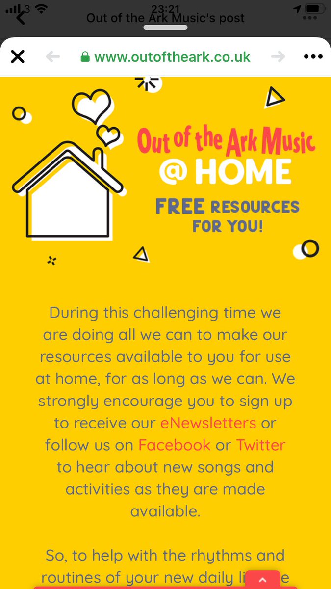 MrsNeills's tweet photo. https://t.co/kb38pd8Uv0                                            Great news from one of my favourites, Out of the Ark Music .They are making lots of their music resources free to use at home during this time .  Check it out ! https://t.co/5gfaMASQRy