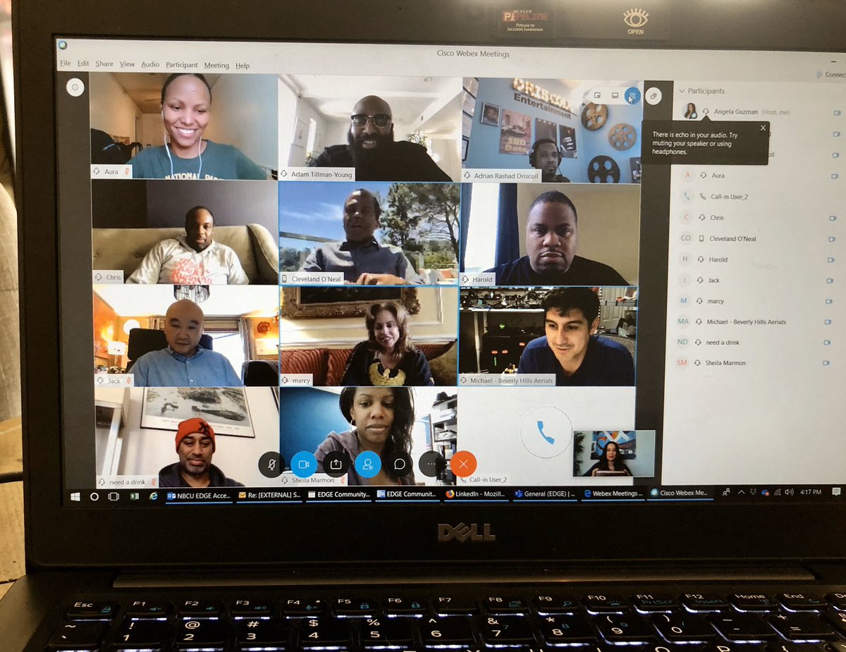 Angela_M_Guzman's tweet photo. Great time today reconnecting with some of our #NBCUEDGE alumni and hearing how each one is managing their business during the #COVID19 era. 
.
.
#letsCre8 #community #partnerships #media #marketing #production #digital #technology #supplierdiversity #mbe #wbe #lgbtbe https://t.co/JraspBy3YW