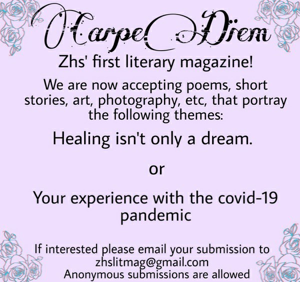 Our Creative Writing class is starting their own Literary Magazine! They are looking to you for submissions Bulldogs. They are currently accepting creative art that portrays their themes featured in the photo. #zhsonline #BulldogPride @ZHS_DrStanley <a href="/ZHSBulldogs/">@ZHSBulldogs</a>