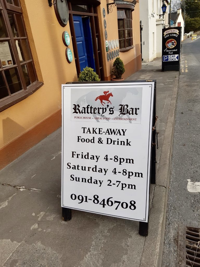 Hi there, we’re excited to launch our ‘Order &amp; Collect’ Food &amp; Drinks Takeaway this Friday 4pm to 8pm, Saturday 4pm to 8pm &amp; Sunday 2pm to 7pm.
Orders &amp; Payments taken over phone 📞 &amp; collection point in the car park at the rear of premises. 
091 846708 #StaySafe #PleaseShare 🙏