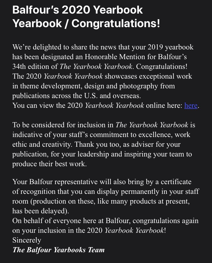 KRAMM2020's tweet photo. Congratulations to the PHS 2019 Yearbook Staff! Our 2019 yearbook, “Coming Together”, has been designated an Honorable Mention for Balfour’s 34th edition of The Yearbook Yearbook. https://t.co/nUoWlguxo7