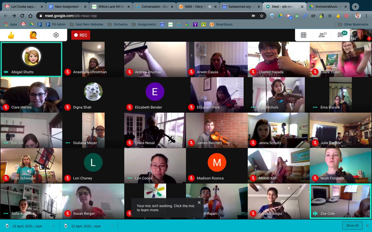 elemstrings's tweet photo. We had a great virtual orchestra rehearsal with my 5th grade elementary orchestra today.  So great to see all these wonderful young musicians again! @EastPennSD #EastPennProud #MusicEducation https://t.co/rAicPKfPCs