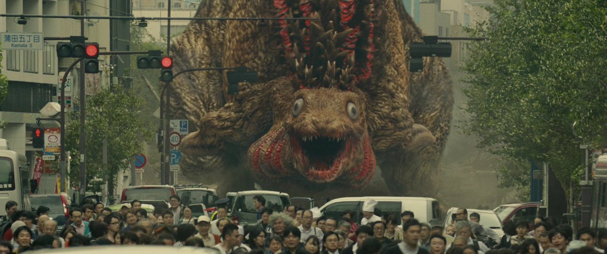 (SHIGGY) This Godzilla starts out aquatic and undergoes metamorphoses, each time becoming more grotesque, more destructive. It is an /abomination in looks and behavior. But it’s also alone, and governed by this visceral hate that it doesn’t even understand.
