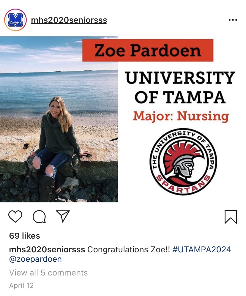 MPS_Counseling's tweet photo. Congrats Zoe! University of Tampa! #thankyousarahcollins https://t.co/0UOJqKprno
