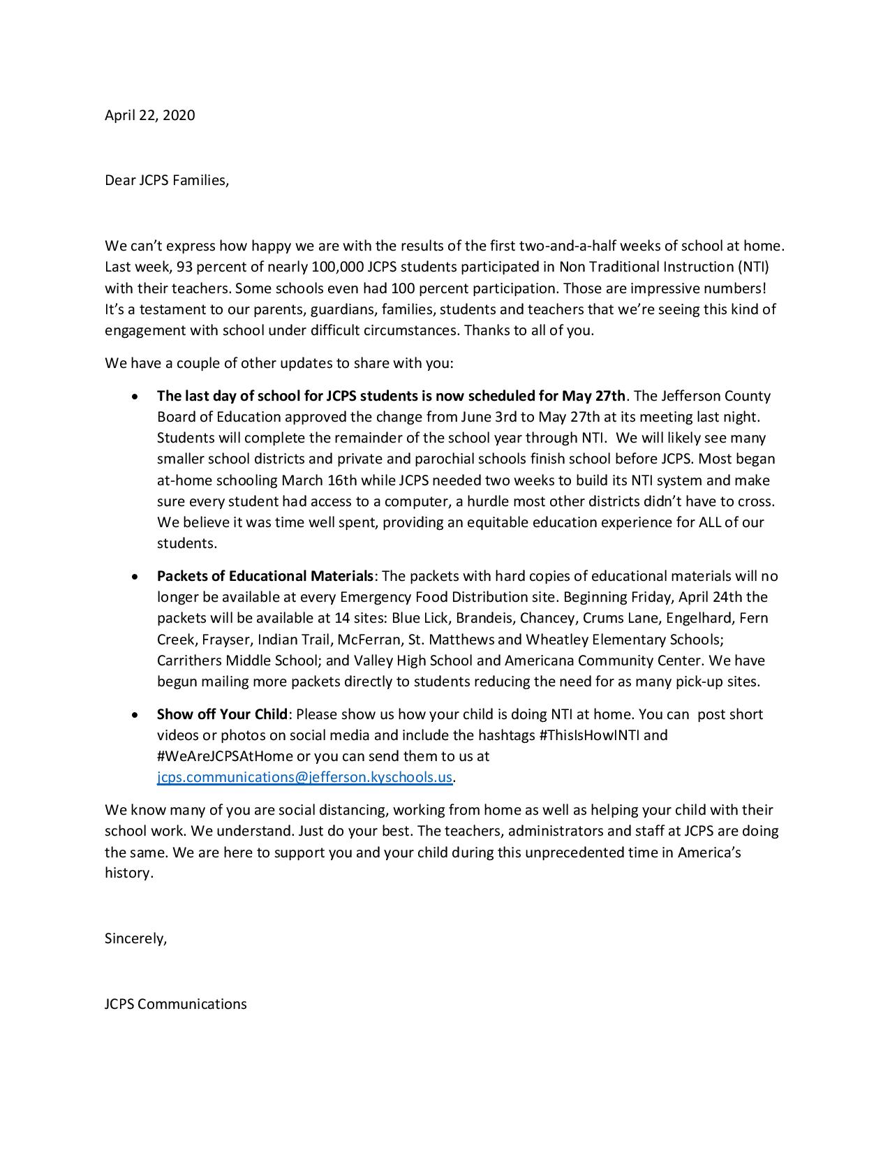 JCPS on Twitter "🆕Please take a minute to read over tonight's JCPSKY