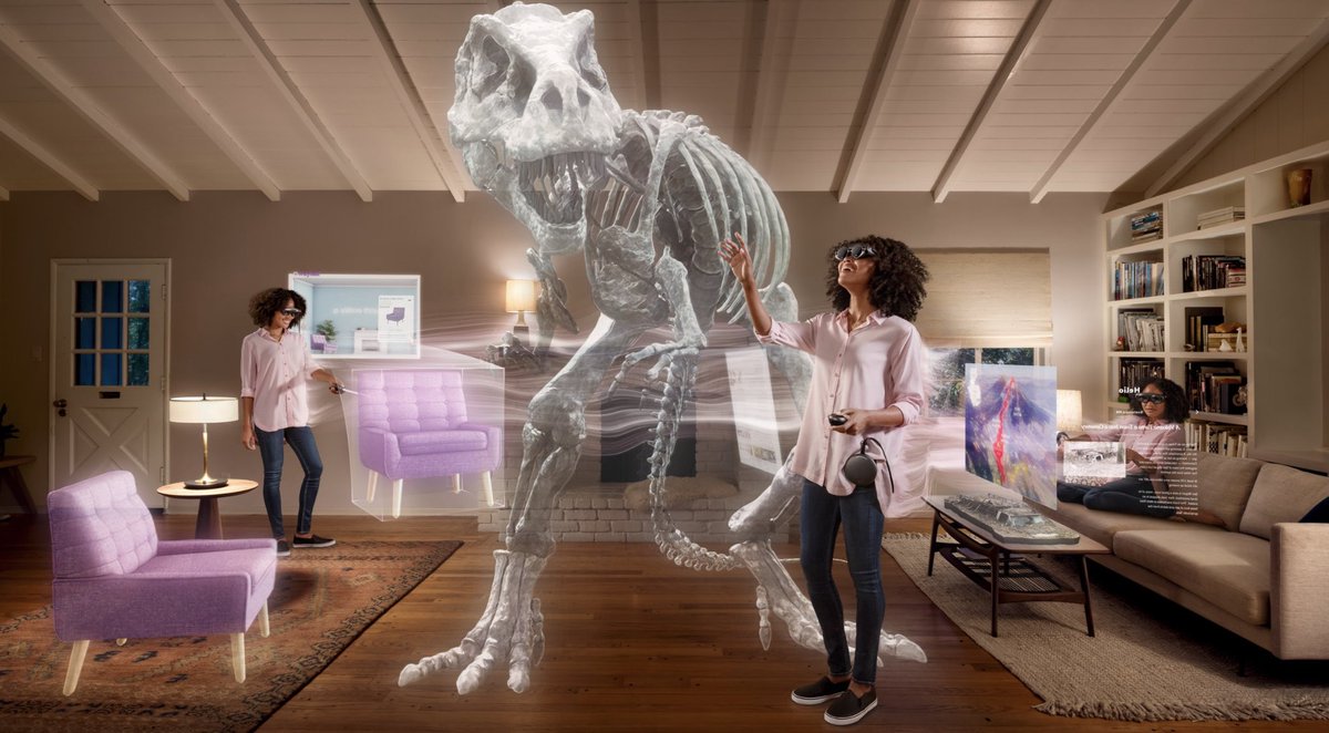 AR glasses have two unique properties:1. Always-on display2. Hands free actionThere's a lot you can do with those, and it doesn't involve super high resolution dinosaurs.